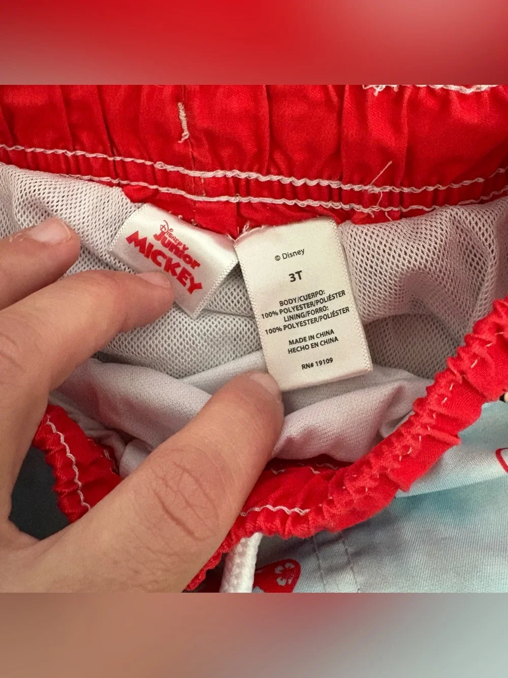 Disney Junior Mickey Mouse Surf Boy Swim Shorts Trunks 3T Blue Red Disneyland